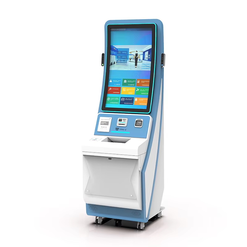 Interactive XXXIX inch tactus screen sui servitium solucionis kiosk cum card lectorem et A4 printer
